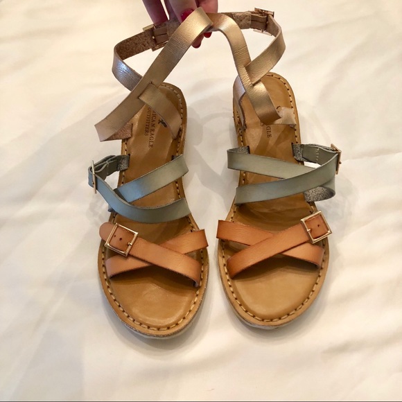 American Eagle Outfitters Shoes - American Eagle Strappy Metallic Sandals